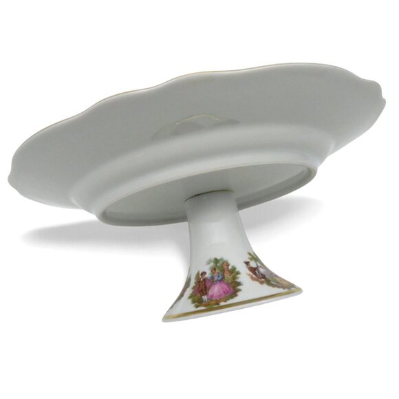 GLORIA BAVARIA Bayreuth Pedestal Cake Stand With Romantic Scene 12" Vintage - Picture 6 of 11